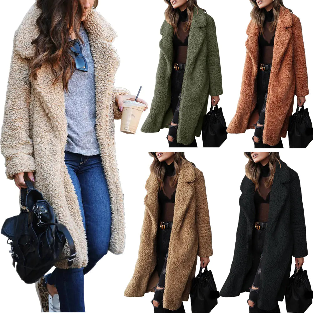 Mid-Length Blended Wool Coat for Women