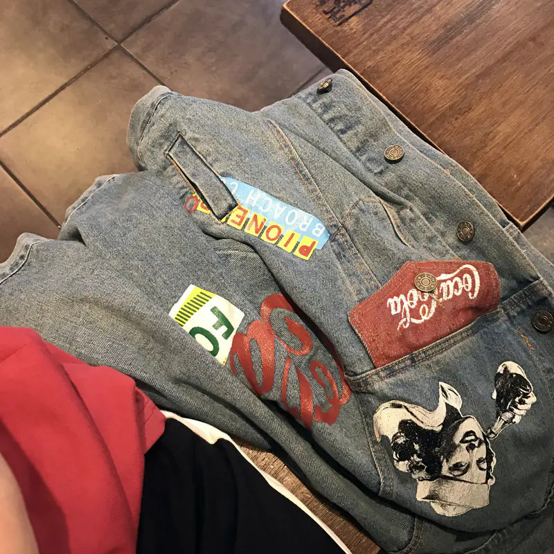 Harajuku Style Vintage Loose Denim Jacket for Women