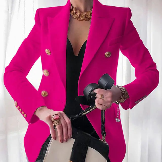 Elegant Double Breasted Slim Fit Ladies Blazer