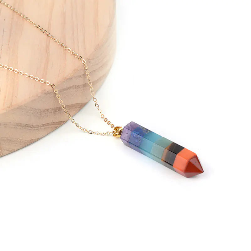 Hexagonal Chakra Pendant with Natural Stone Crystal