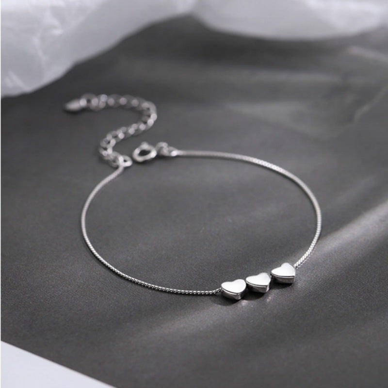 925 Silver Plated Heart Bracelet – Dainty Romantic Jewelry for Women