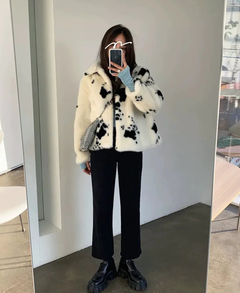 Stylish Cow Collar Short Cotton Jacket for Women