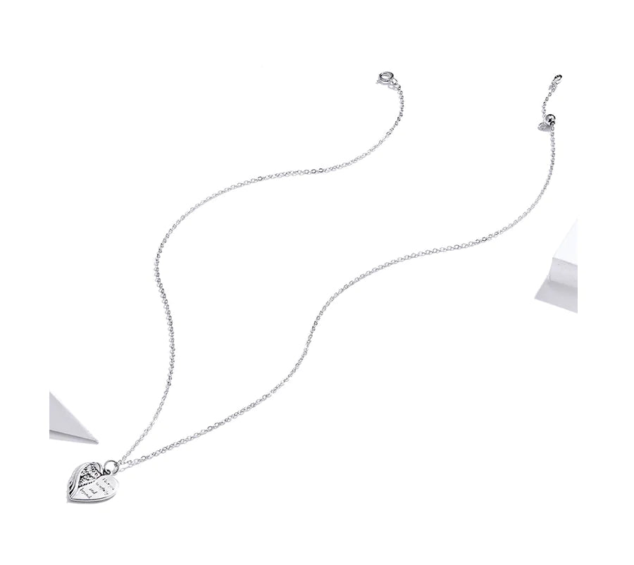 S925 Silver Heart and Wings Necklace for Women