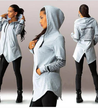 Graffiti Letter Hoodie Zipper Jacket for Women