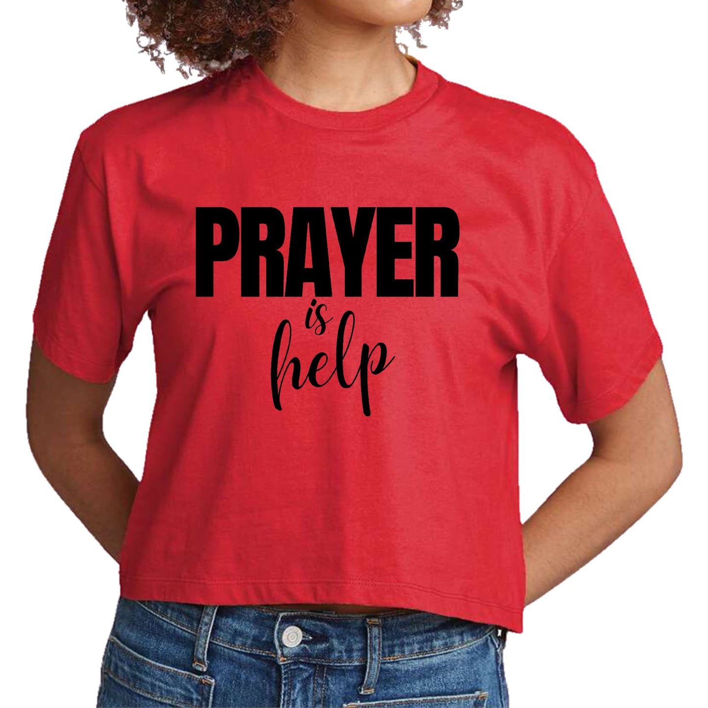 Womens Cropped Graphic T-shirt - Say it Soul - Prayer is Help-1
