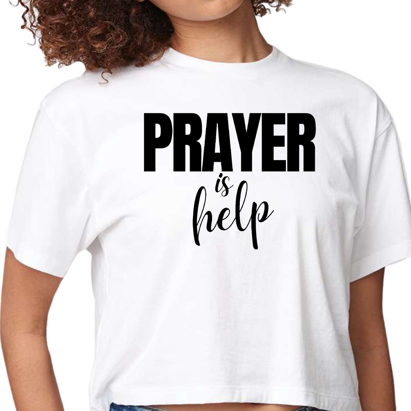 Womens Cropped Graphic T-shirt - Say it Soul - Prayer is Help-0
