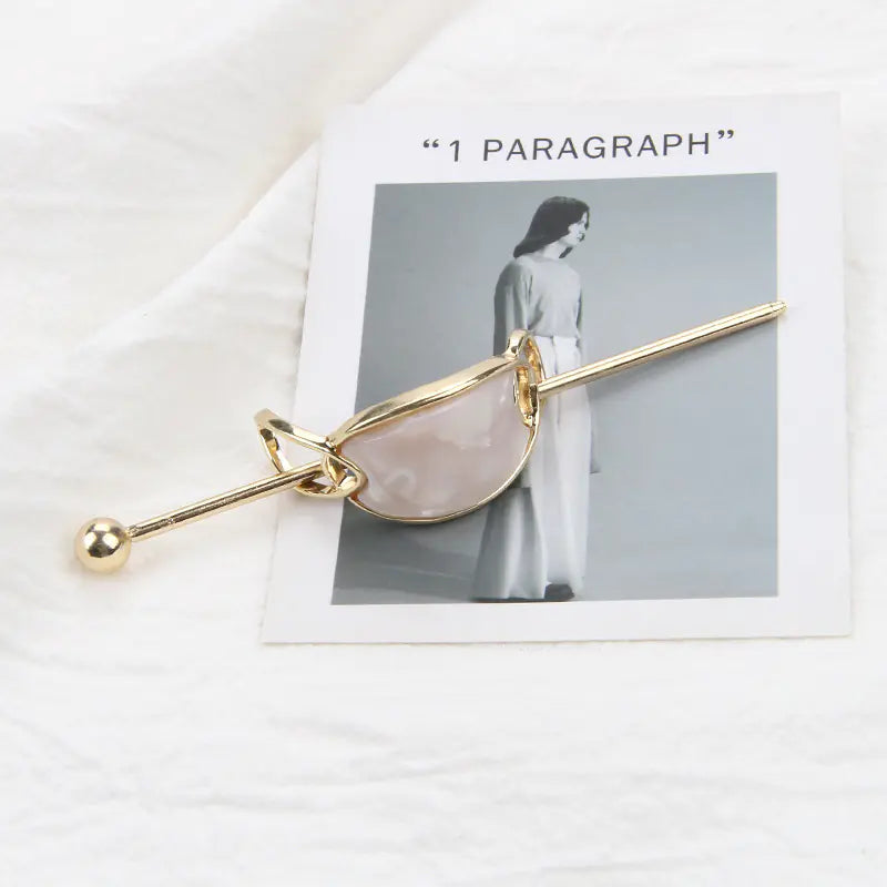 Geometric Alloy Hairpin for Vintage Elegant Style