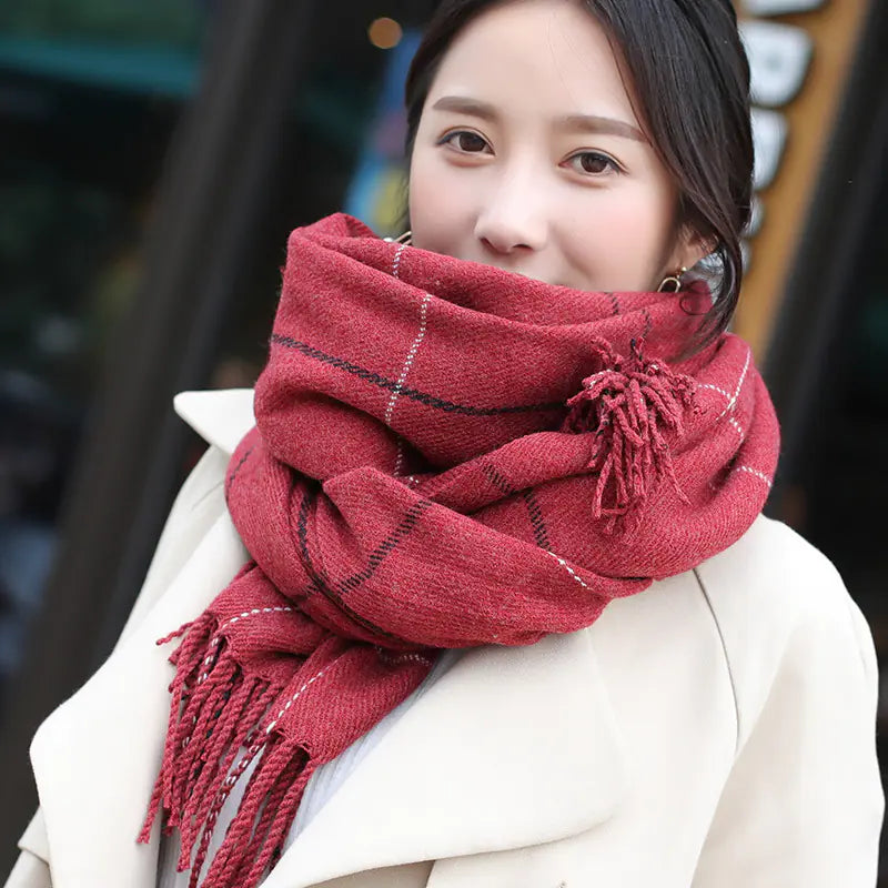Plaid Scarf for Women - Thick Warm Shawl for Winter