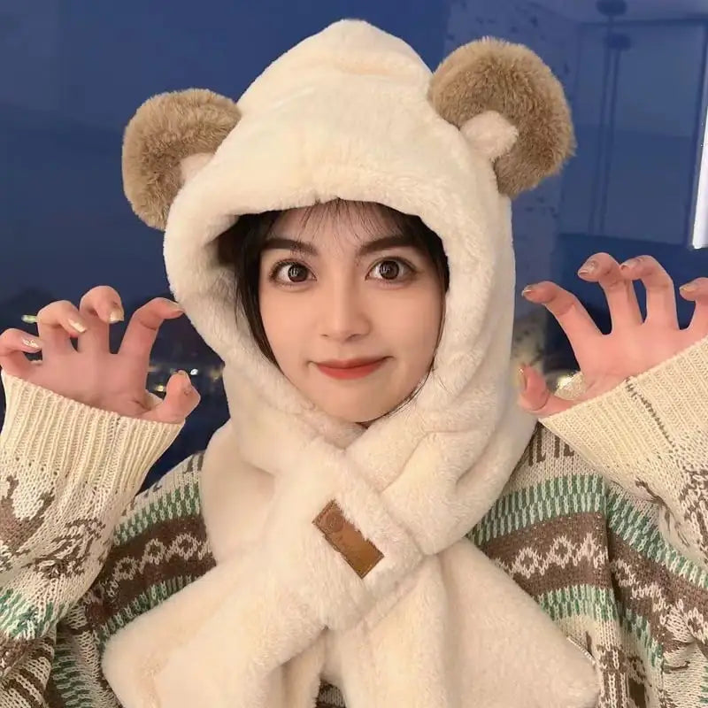 Women's Thickened Warm Plush Hat and Scarf Set