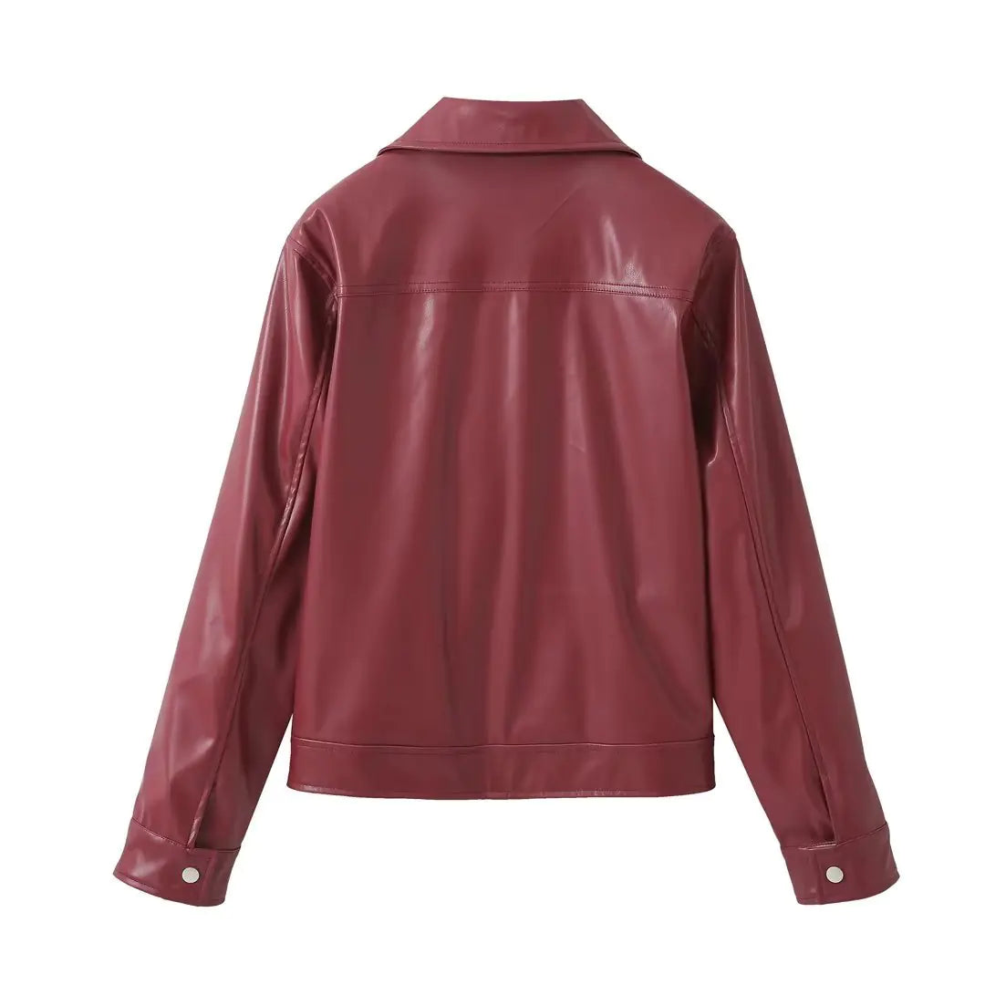 Retro Stylish PU Leather Jacket for Women M6322