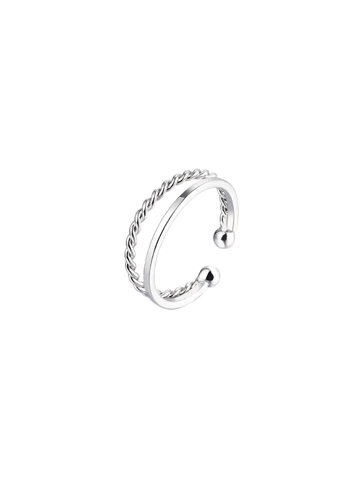S925 Sterling Silver Double Twist Ring for Women – Elegant Layered Stackable Design