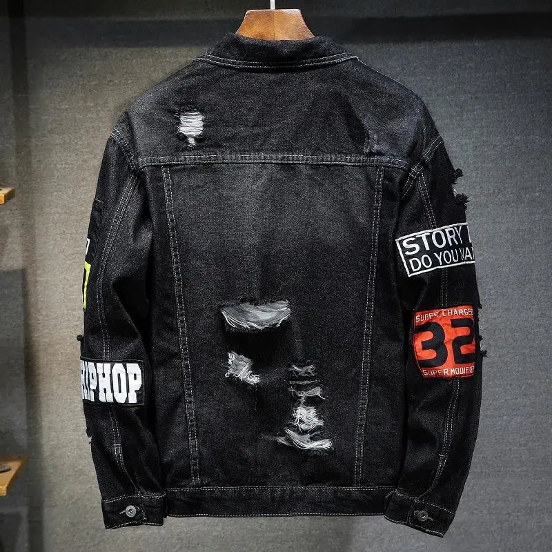 High-Quality Ripped Denim Jacket for Men and Women