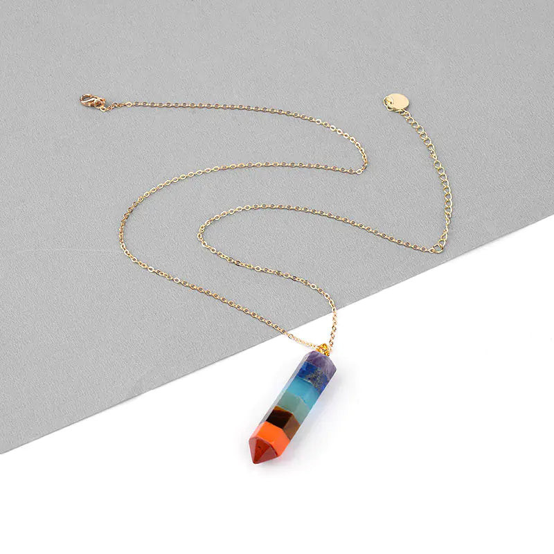 Hexagonal Chakra Pendant with Natural Stone Crystal