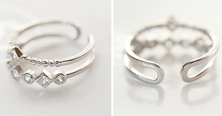S925 Sterling Silver Double Layer Zircon Ring – Elegant Stacking Ring for Women