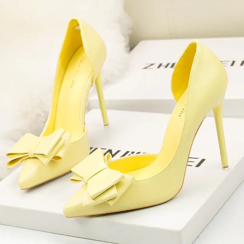 Women's Bow High Heels with Pointed Toe