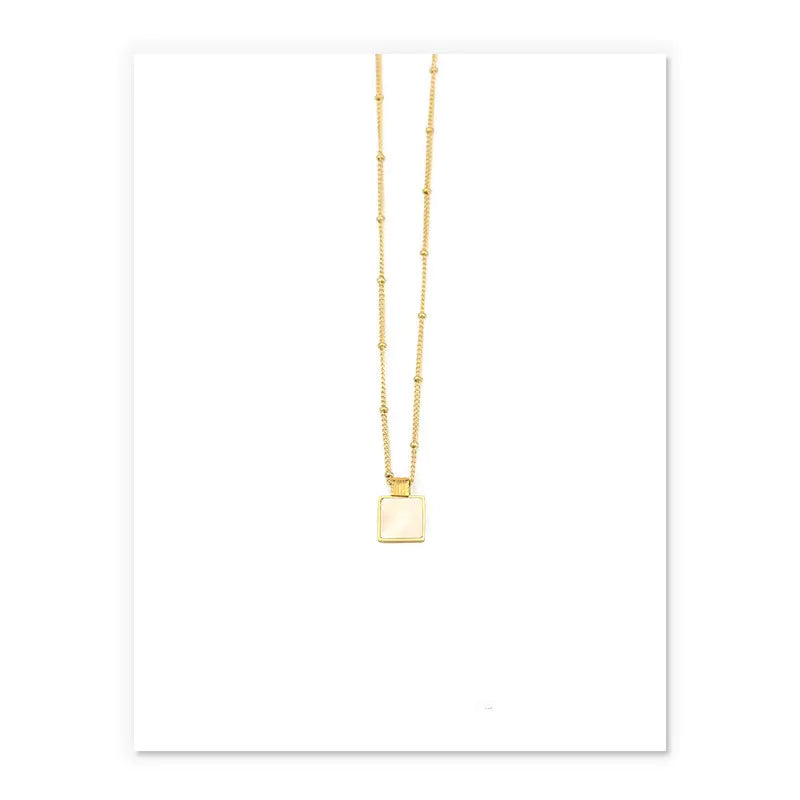 Vintage Square Natural Shell Choker Necklace for Women