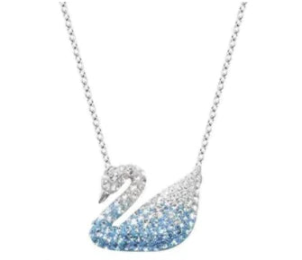 Rose Gold Rhinestone Swan Necklace for Women