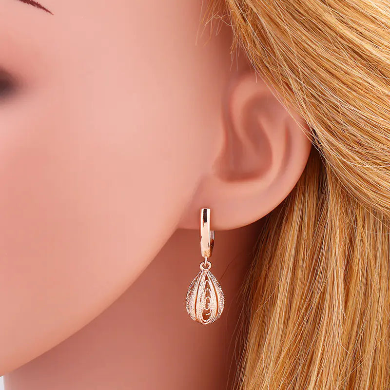 Rose Gold Chinese Style Earrings with Zircon – Creative Traditional-Inspired Jewelry for Women
