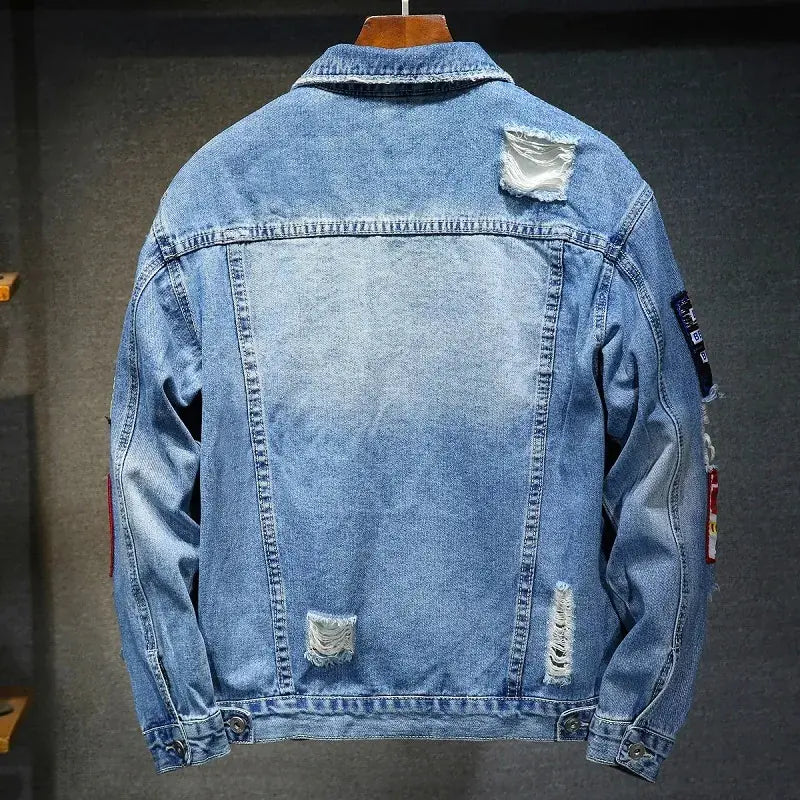 High-Quality Ripped Denim Jacket for Men and Women