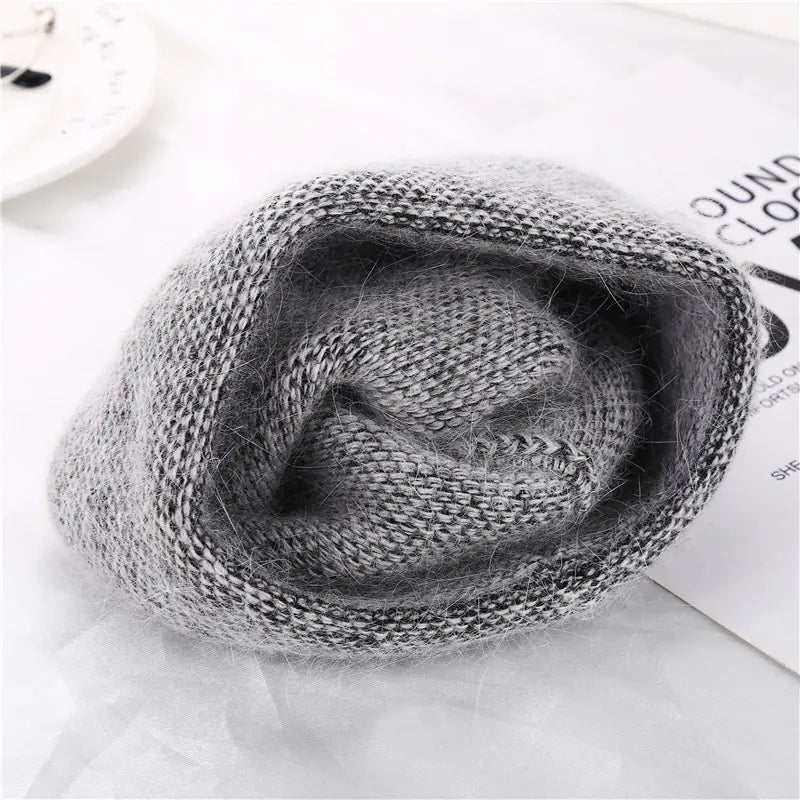 50% Angora Rabbit Wool Knit Hat for Women (Winter)
