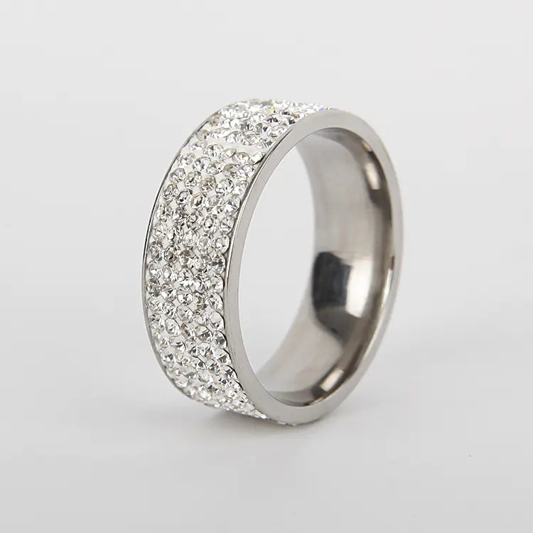 Stainless Steel Ring with Full Diamonds, Fashion Ring