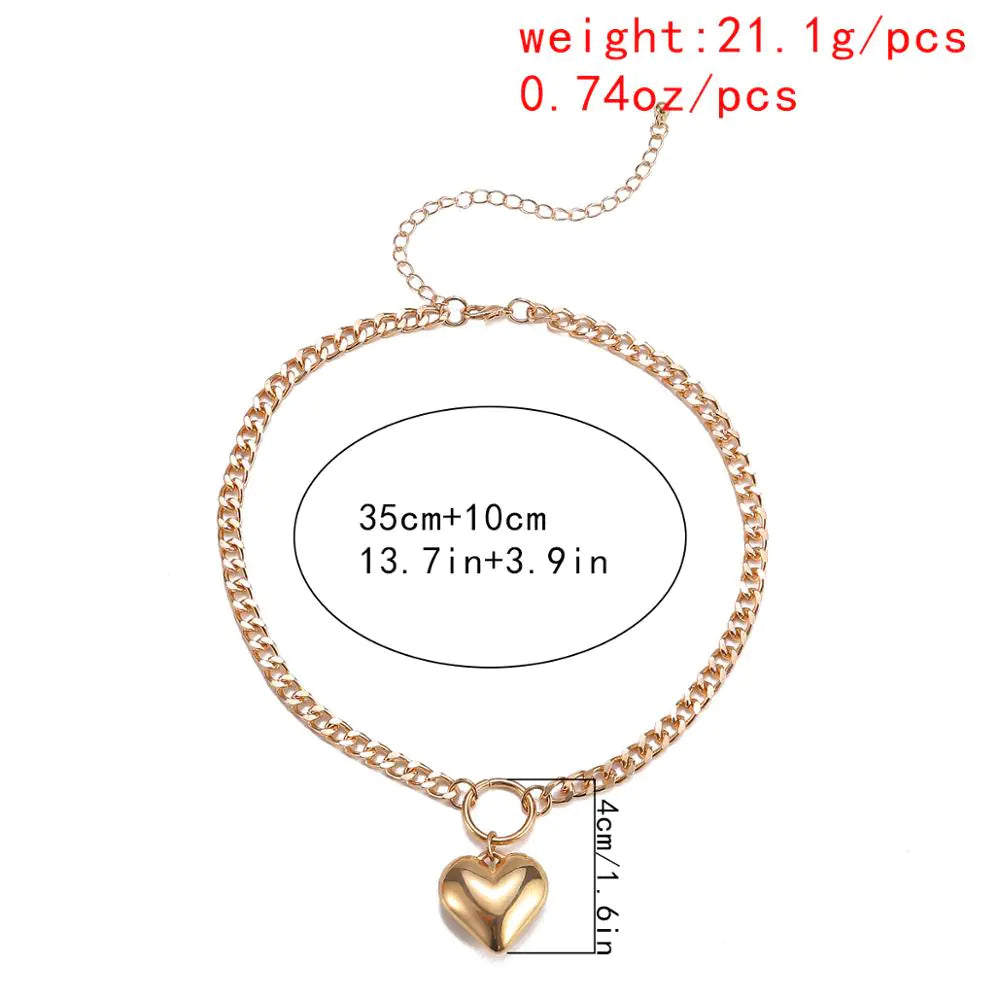 Trendy Minimalist Heart Pendant Necklace for Women