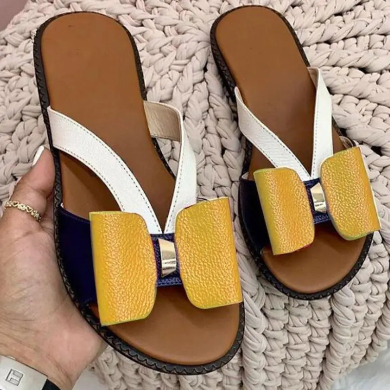 Casual Women's Breathable Flat Bow Slippers for Outdoors