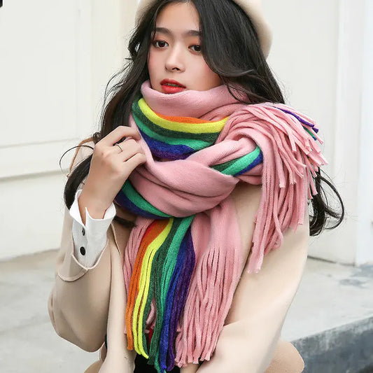Rainbow Scarf for Women - Versatile Autumn Winter Wrap