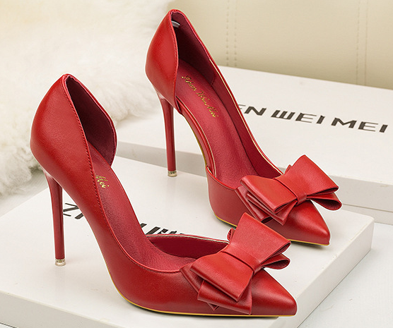 Women's Bow High Heels with Pointed Toe