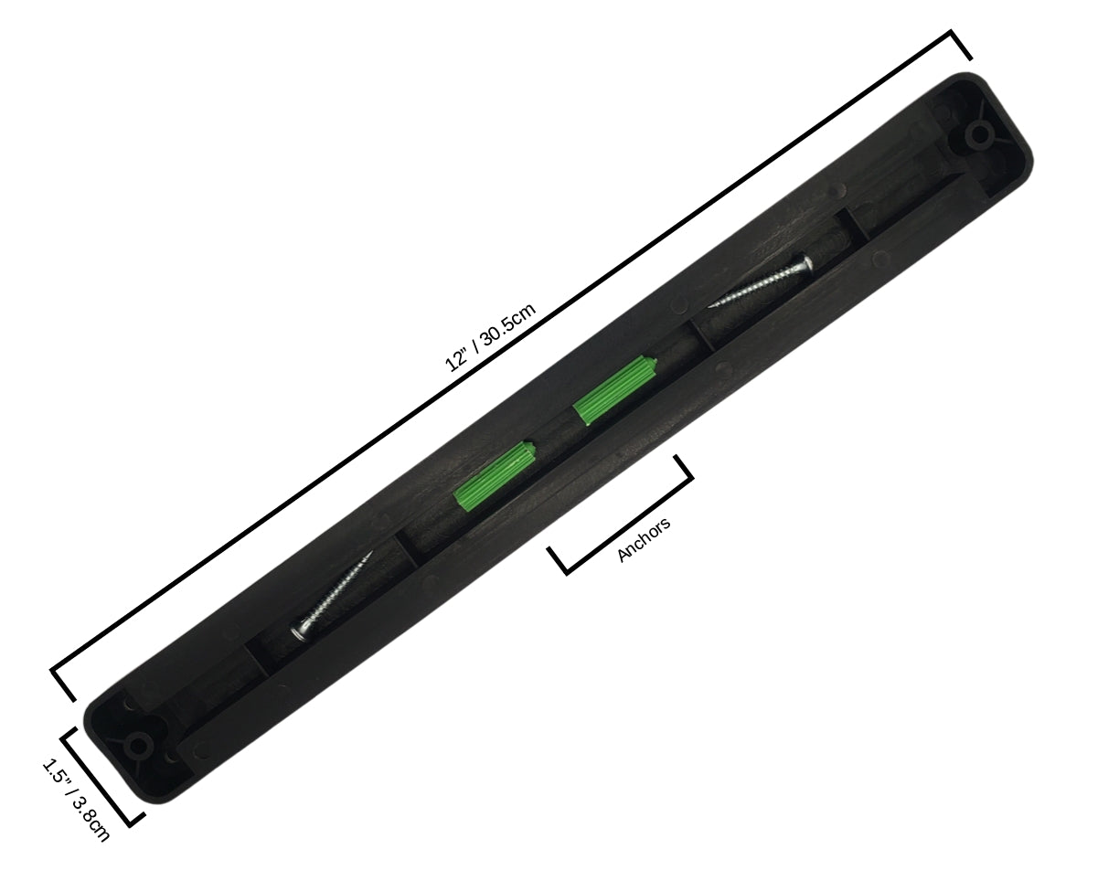 2-Slot Magnetic Knife Rack – Compact Black Wall-Mounted Kitchen & Tool Holder