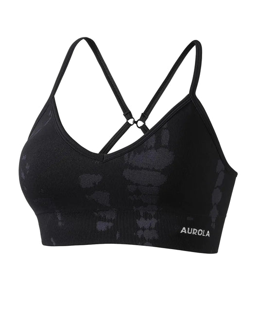 AUROLA Serpent Seamless Sports Bras for WomenBackless Padded Strappy Workout Gym Yoga Crop TopsBlackXS