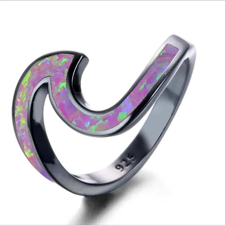 Black Gold Opal Ring with Diamond Accent (Stylish Design)
