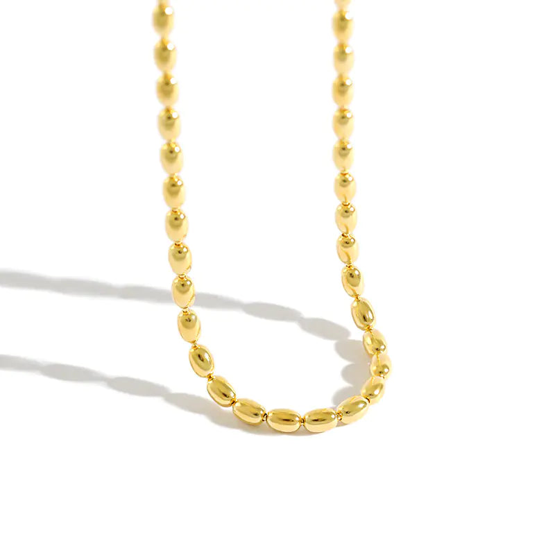 Sterling Silver Oval Bead Necklace for Women