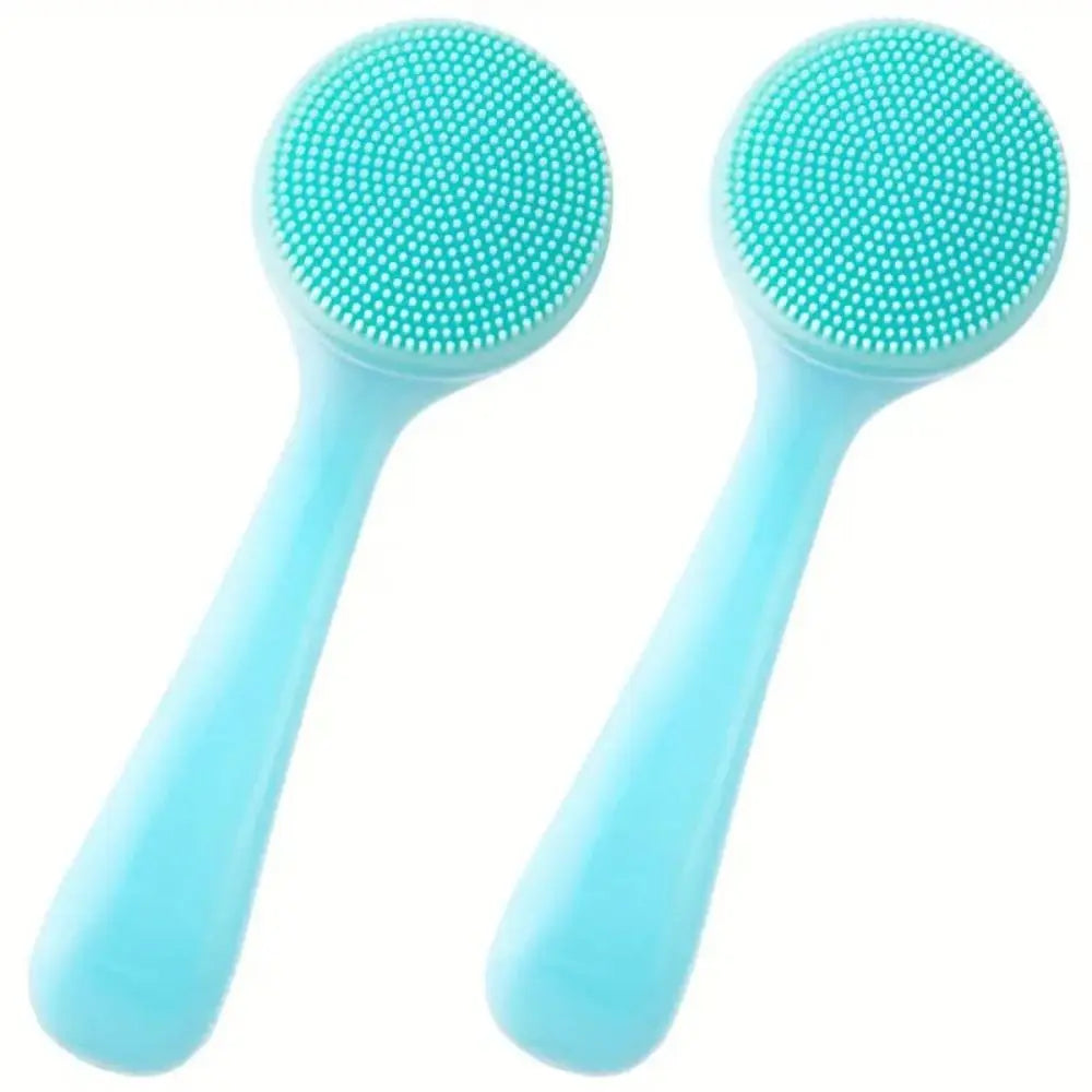 Silicone Facial Cleansing Brush – Long Handle Exfoliator & Makeup Remover