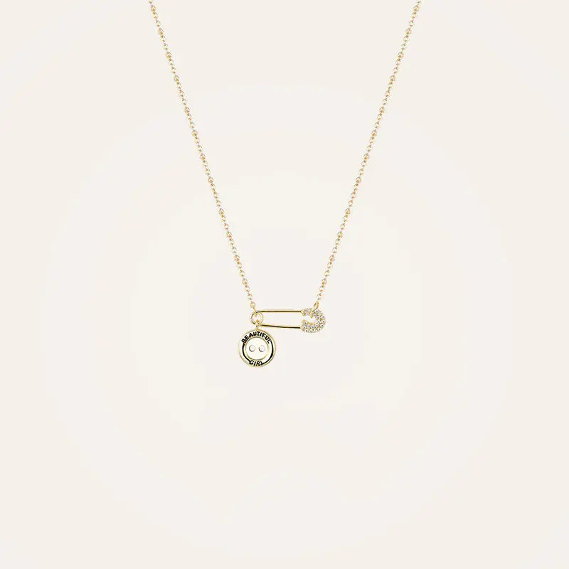 Sterling Silver Brooch Necklace for Women, Minimalist