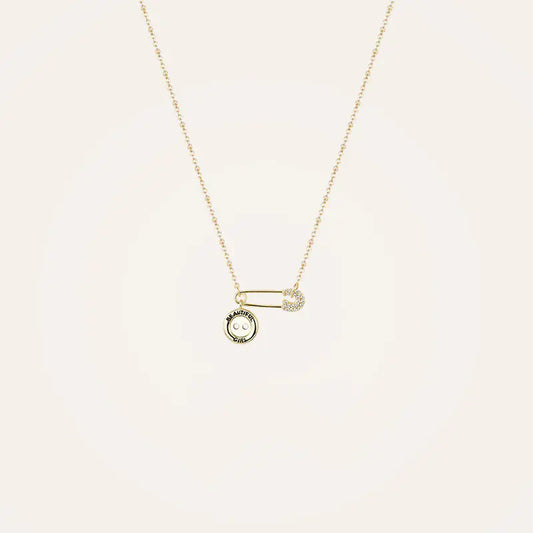Sterling Silver Brooch Necklace for Women, Minimalist