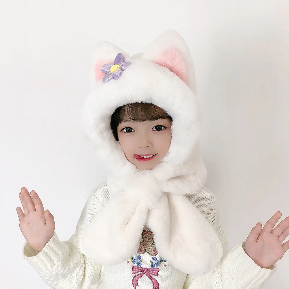 Children's One-Piece Hat with Scarf and Gloves Set