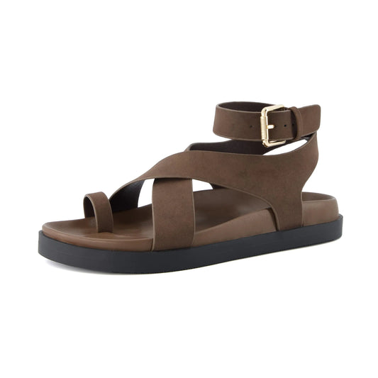 CUSHIONAIRE Womens Entry ankle wrap footbed sandal with +Comfort Wide Widths Available Espresso Nubuck 6
