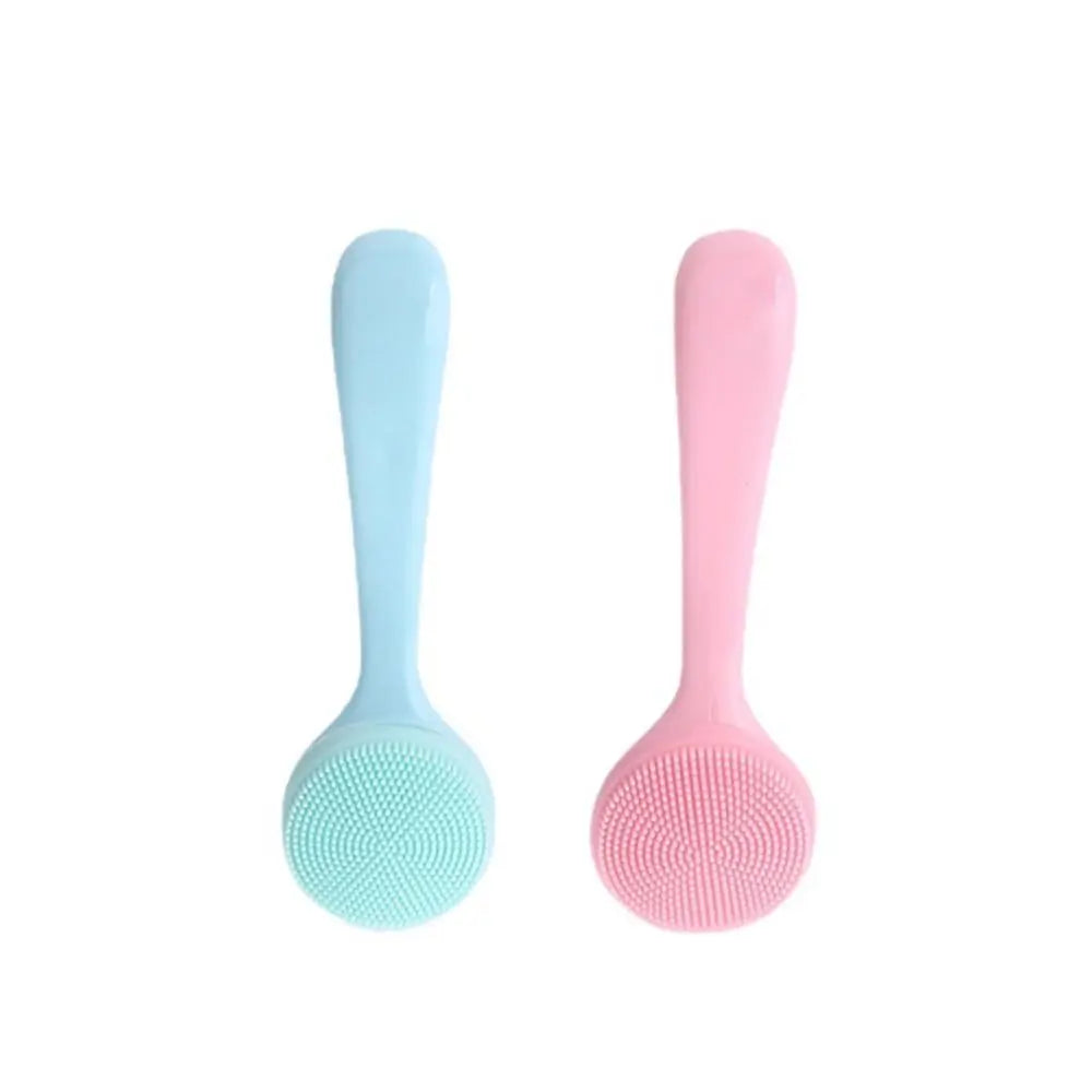 Silicone Facial Cleansing Brush – Long Handle Exfoliator & Makeup Remover