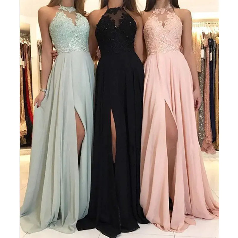2020 New Lace Chiffon Dress with Slit for Parties