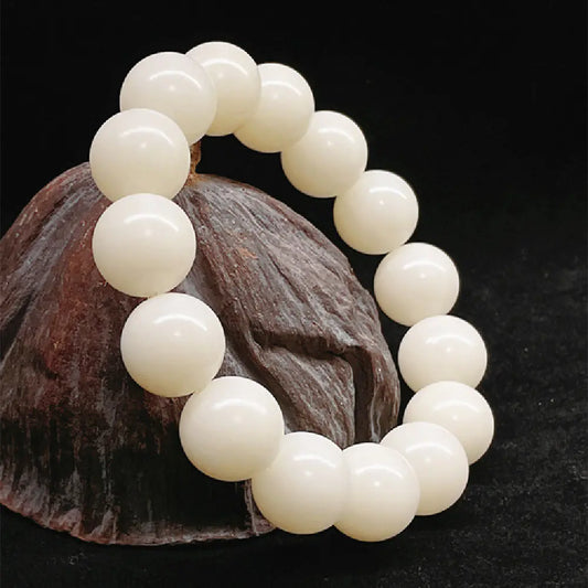 White Jade Bodhi Bead Bracelet