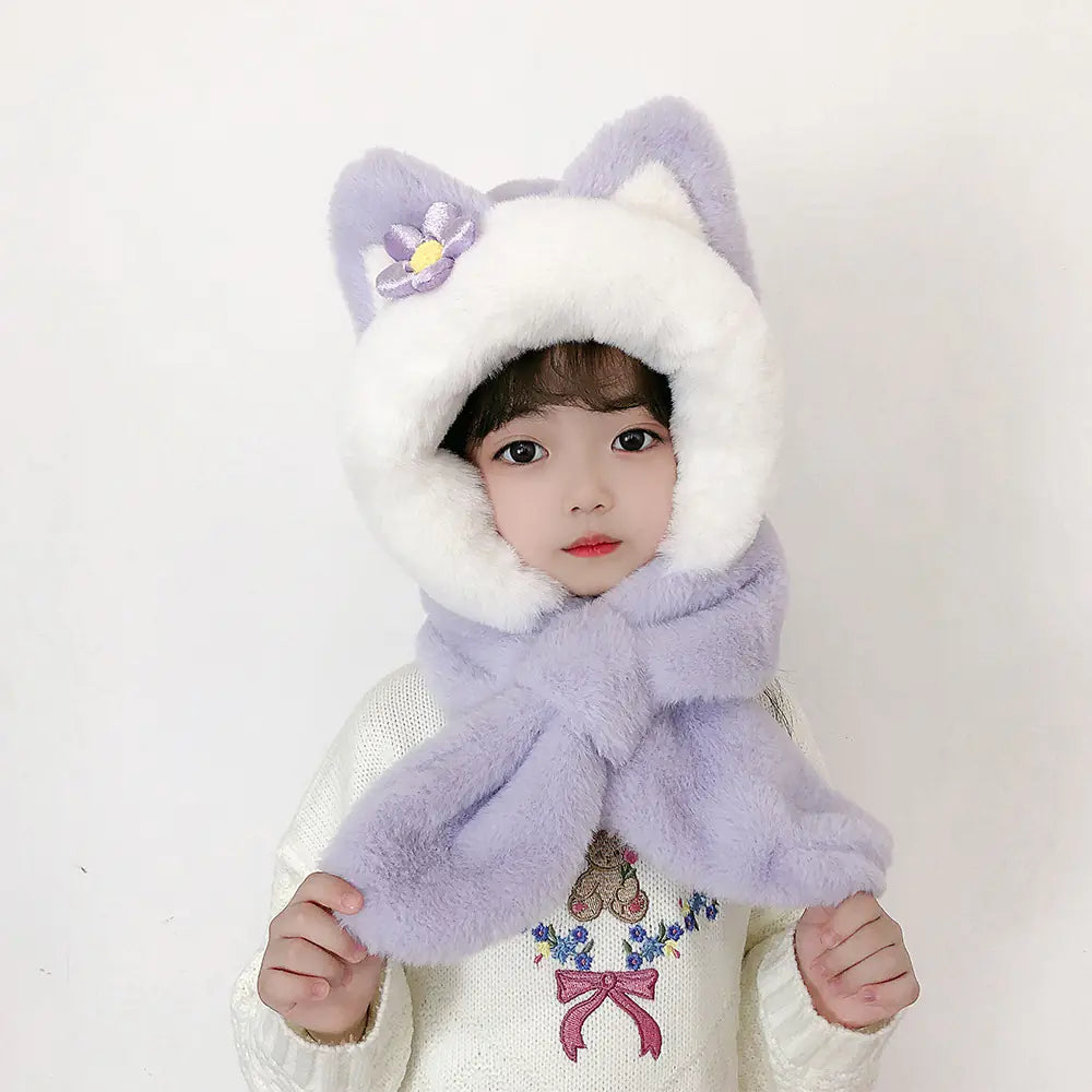 Children's One-Piece Hat with Scarf and Gloves Set