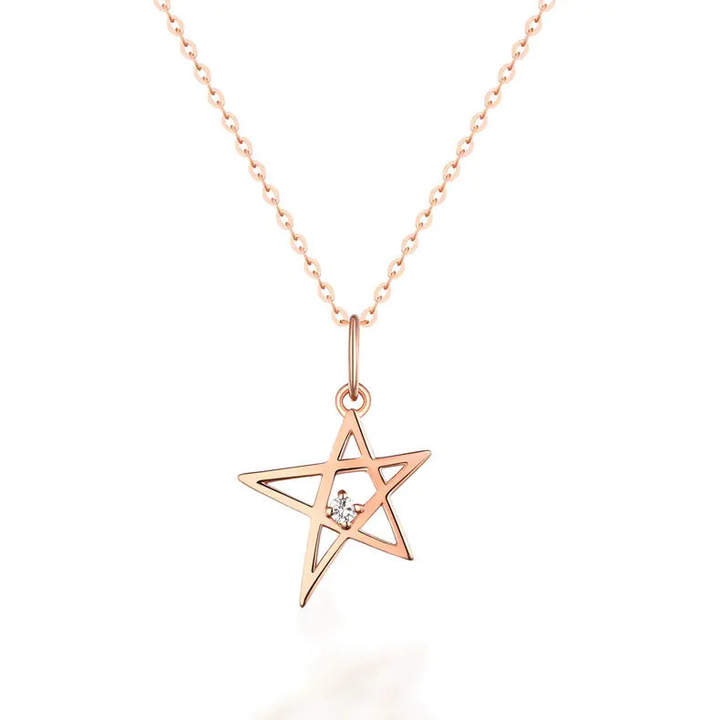 14k Gold Star Pendant Necklace for Women