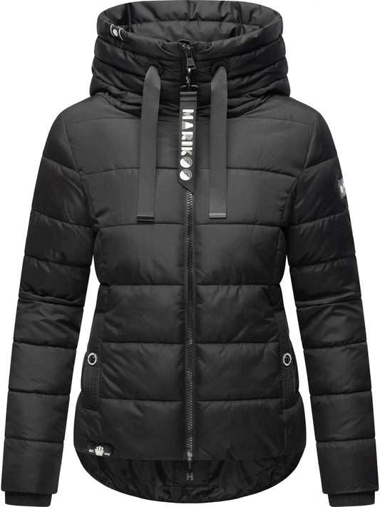Marikoo Fall & Winter Jacket for Women | Windproof & Weather-Resistant Jacket | Hooded Medium-Weight Coat | Amayaa Black XS