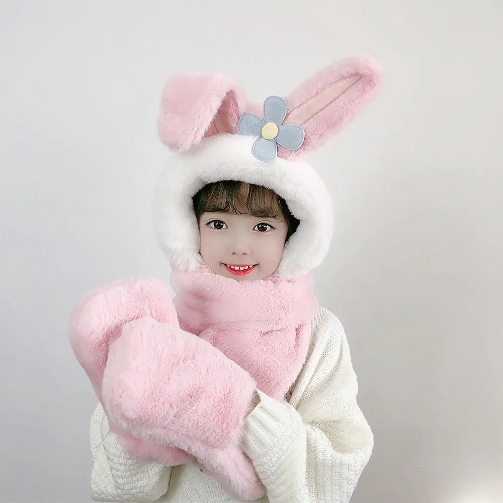 Children's One-Piece Hat with Scarf and Gloves Set