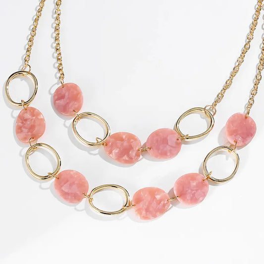 Multilayer Geometric Circle Alloy Necklace for Women