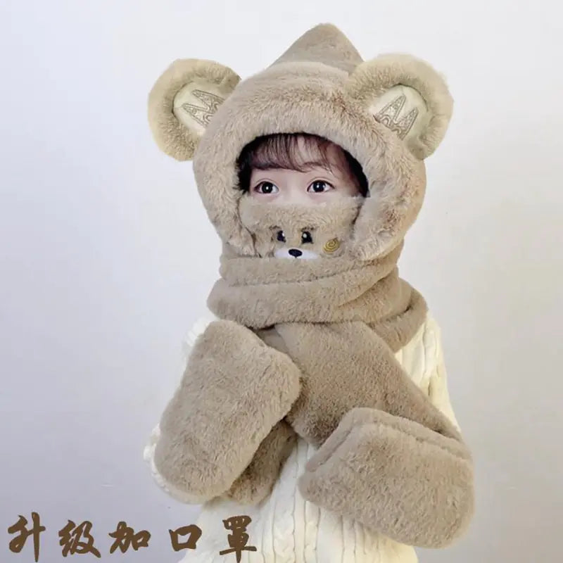 Children's One-Piece Hat with Scarf and Gloves Set