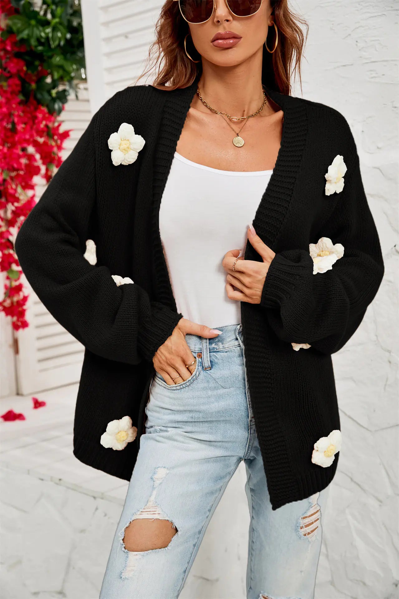 2022 Winter Plus Size Floral Cardigan for Women