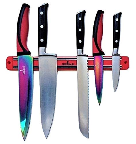 6-Slot Magnetic Knife Rack – Bold Red Wall-Mounted Tool & Knife Holder