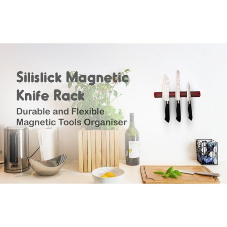 2-Slot Magnetic Knife Rack – Compact Black Wall-Mounted Kitchen & Tool Holder